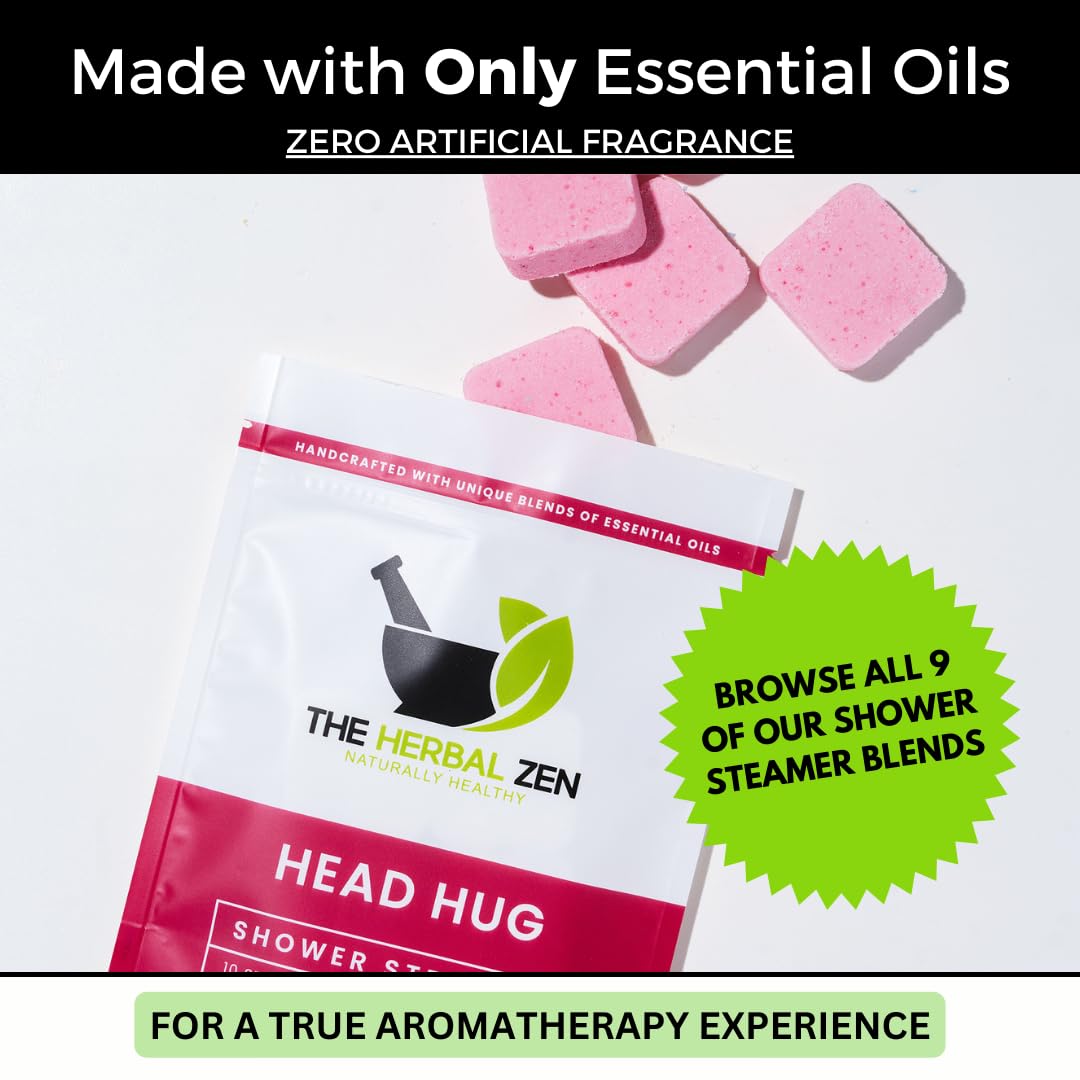 Aromatherapy Head Hug Shower Steamers for Stress Relief - Essential Oil Infused Shower Bombs for Women & Men, Made in USA - Perfect Spa Gift for Christmas, Birthdays & Self-Care Relaxation at Home