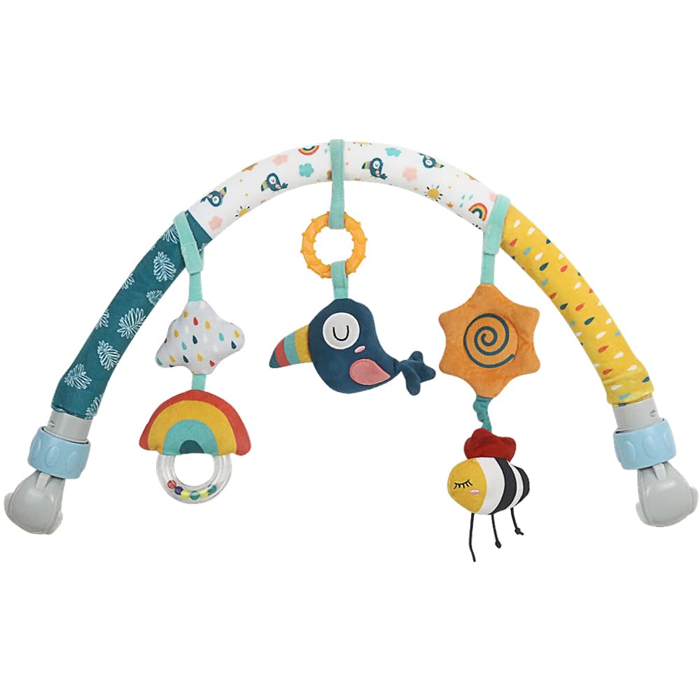 Caterbee Baby Bouncer Toy Bar - Stroller & Crib Activity Arch with Dangling Toys for Infants & Toddlers (Sky Blue) | Perfect for Strollers, Bassinets, and Travel Entertainment