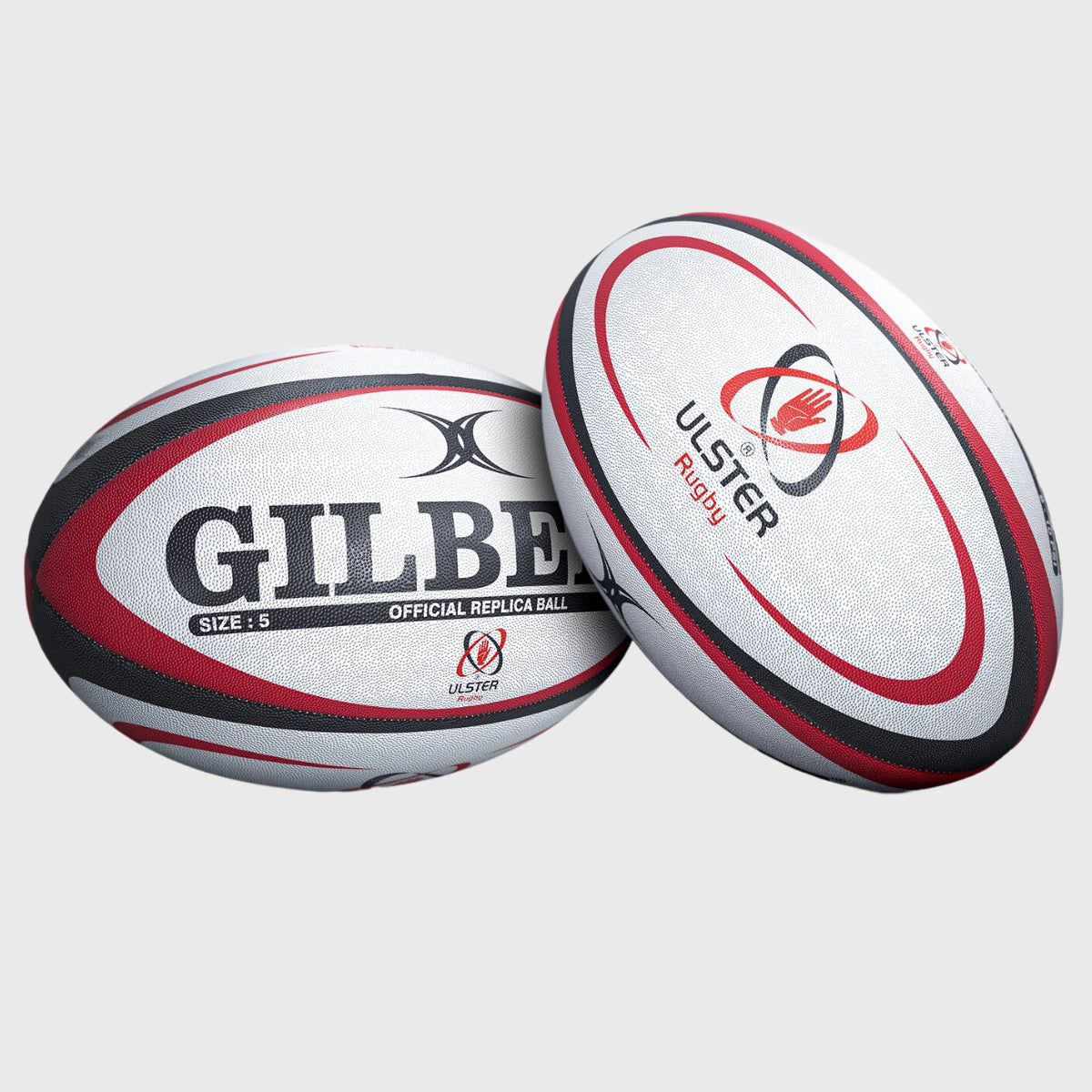 Gilbert Ulster Replica Rugby Ball - Official Size 5 Match Rugby Ball for Training & Games - Perfect for Rugby Practice, Matches, and Gifts for Rugby Fans