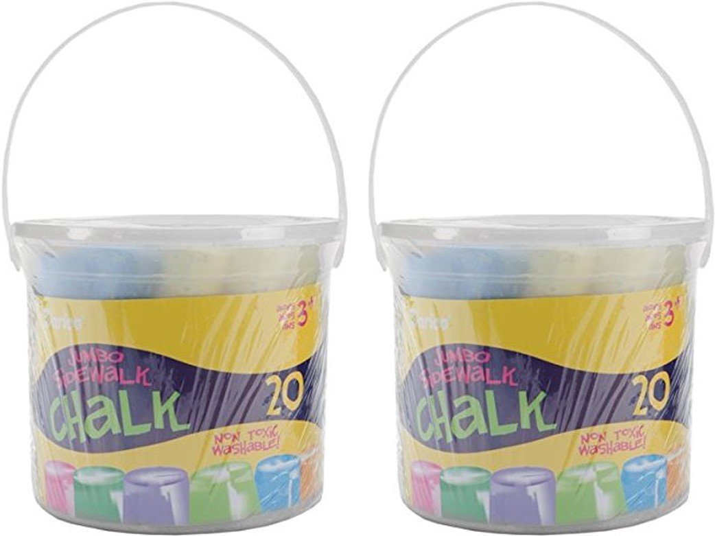 Darice Jumbo Assorted Sidewalk Chalk - 20-Piece Set (2 Pack) for Kids Outdoor Play, Driveway Art & Summer Activities