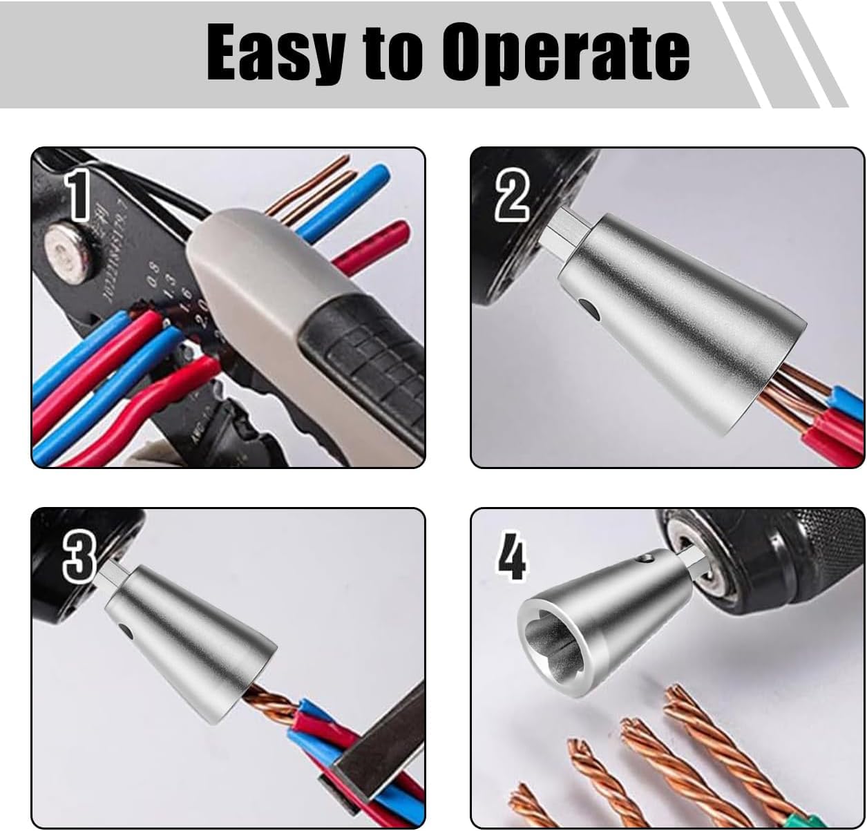 Automatic Wire Stripper and Twister Tool for Drill - Quick Cable Stripping & Wire Nut Twister - Portable Electrical Wire Connector Tool (2pcs) - Perfect for DIY Electrical Projects, Home Wiring, and Professional Electricians