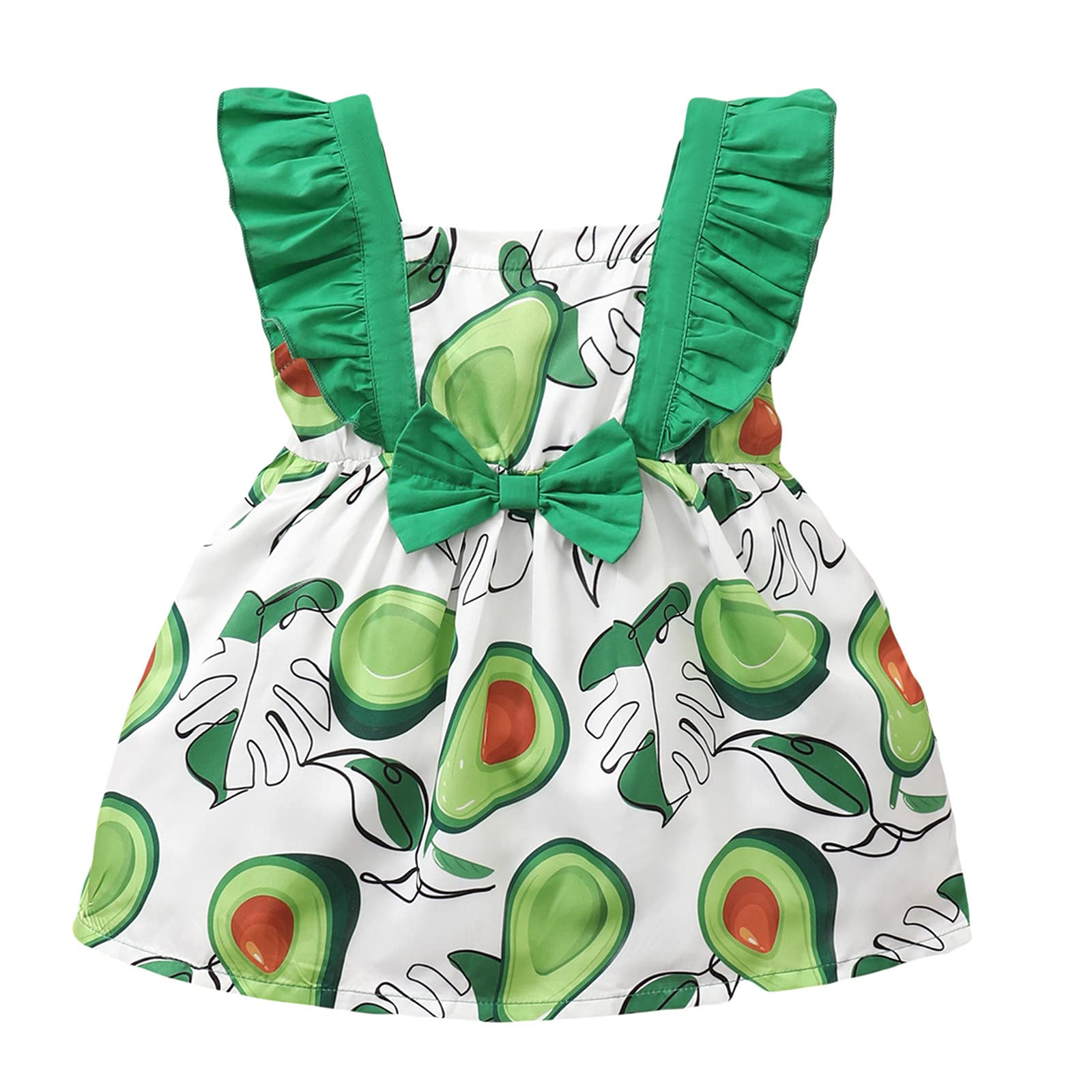 CLOTHBEST Summer Baby Girl Dress - Cute Fruit Printed Toddler Outfit with Wrinkle Sleeves | Perfect for Playdates, Beach Trips & Family Photos