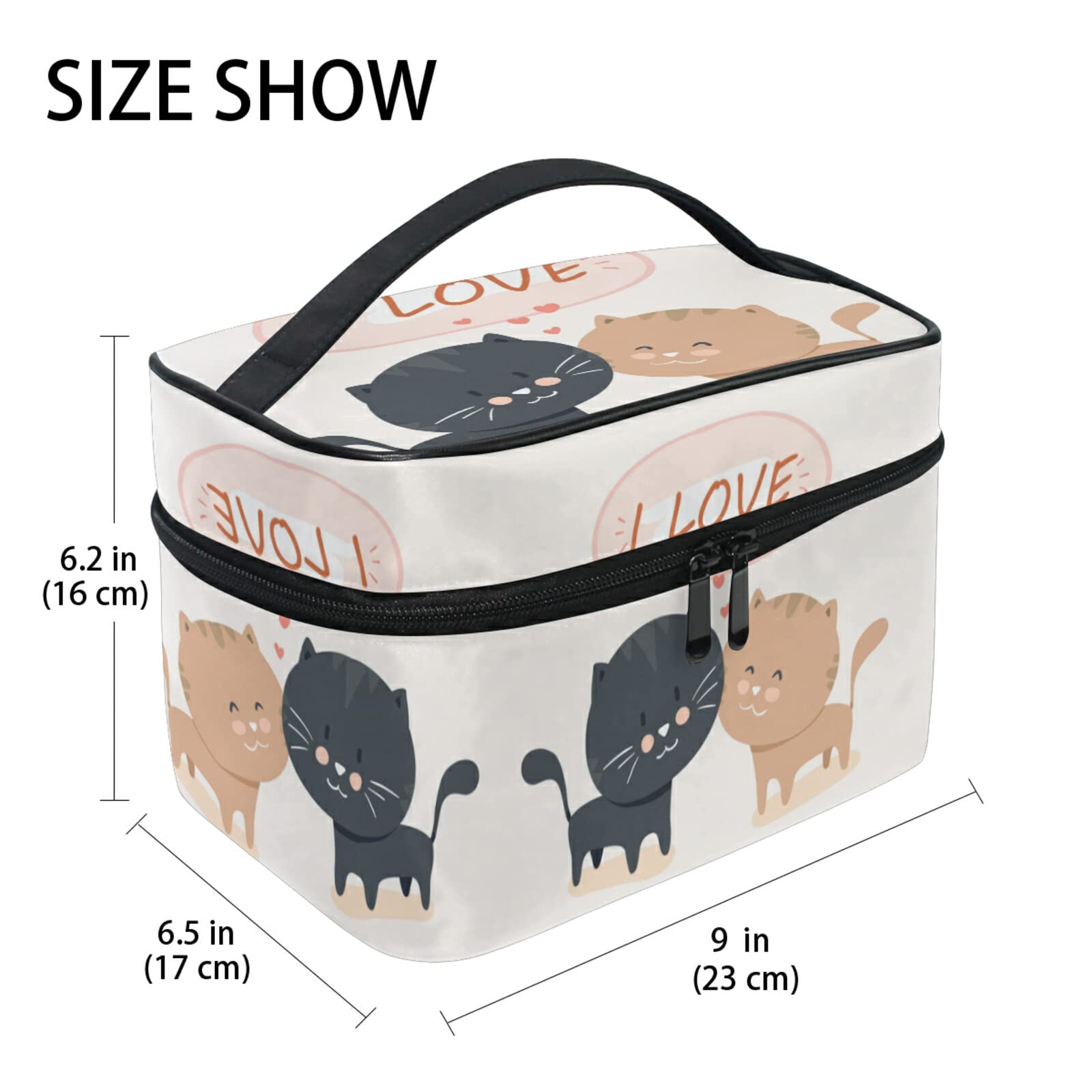 Cute Cartoon Cat Makeup Bag for Women - Waterproof Cosmetic Organizer with Zipper, Travel Toiletry Pouch for Girls (Perfect for Travel, Gym & Daily Use)