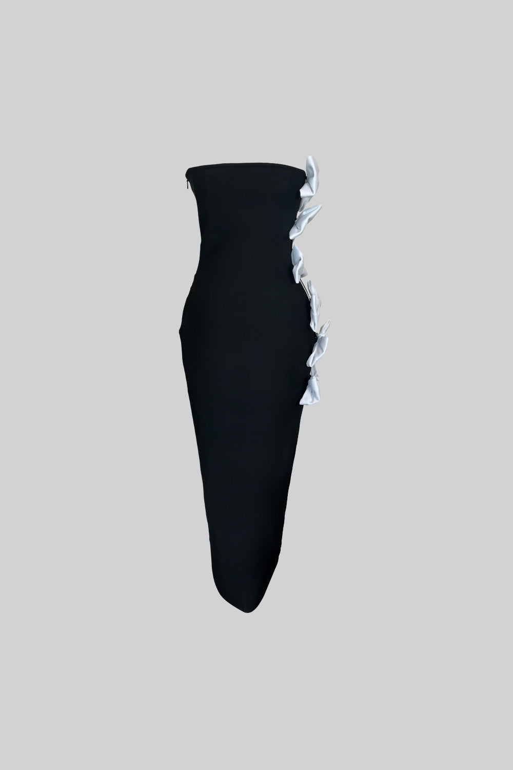 Elegant Hourglass Midi Dress with Side Bows - Black | Flattering Bodycon Dress for Women | Perfect for Cocktail Parties, Date Nights & Special Occasions