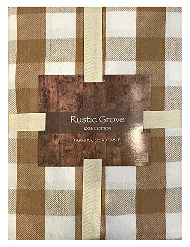 Lintex Farm Check Gingham Cotton Tablecloth - 100% Cotton Indoor/Outdoor Casual Table Cover for Kitchen, Dining Room & Patio - 52 x 70 Inch Rectangle Buffalo Plaid Tablecloth in Camel - Perfect for Farmhouse Decor, Picnics & Holiday Gatherings