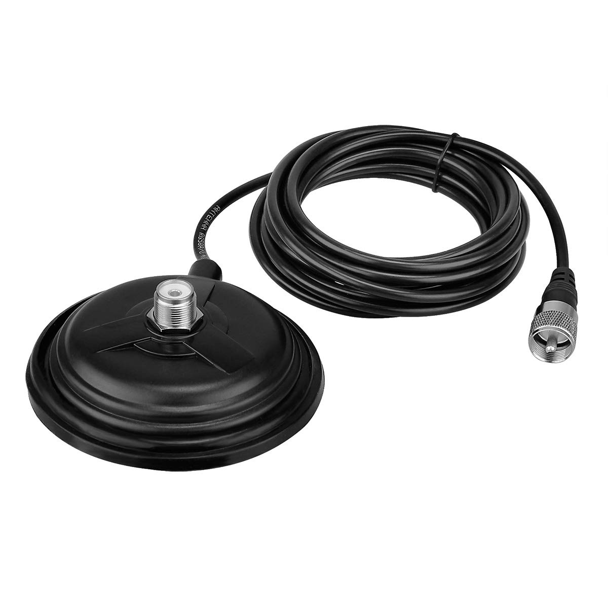 Retevis Magnetic Antenna Mount Base for CB Radio - 110mm Diameter Strong Magnet with 5M Coaxial Cable & PL-259/UHF Female Connector - Perfect for Car, Bus, Truck & Mobile Transceiver Installation (1 Pack) - Durable Antenna Mount for Clear Communication on Road Trips & Emergency Situations