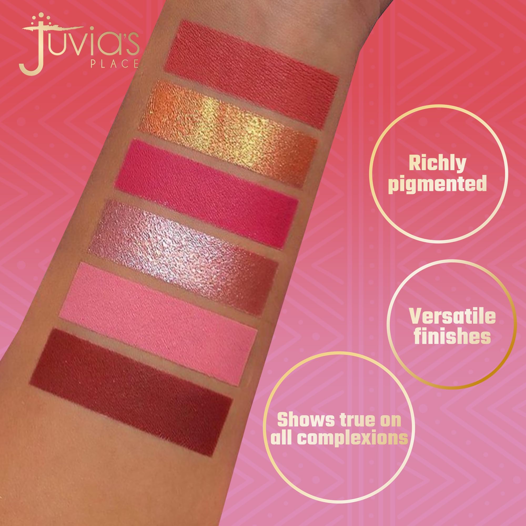 Juvia's Place Blushed Rose Eyeshadow Palette - 6 Highly Pigmented Shades (Rosy, Pinks, Rose-Gold) for Professional Eye Makeup | Perfect for Daytime Glam & Evening Looks