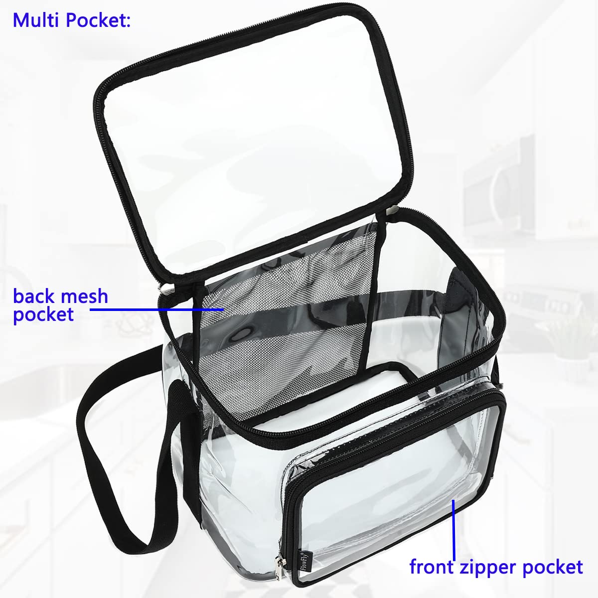 FlowFly Insulated Reusable Lunch Bag for Adults - Large Lunch Box with Adjustable Shoulder Strap, Front Zipper Pocket & Dual Mesh Side Pockets - Perfect for Work, School, Picnics & Outdoor Activities