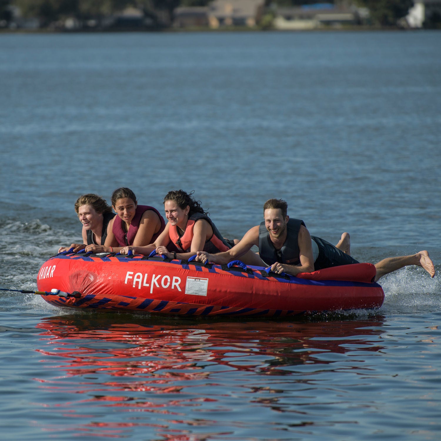 Radar Falkor Marshmallow Top Towable Tube - 4 Person Inflatable Water Tube for Boating, Lake & Beach Fun - Perfect for Family Rafting and Summer Water Activities
