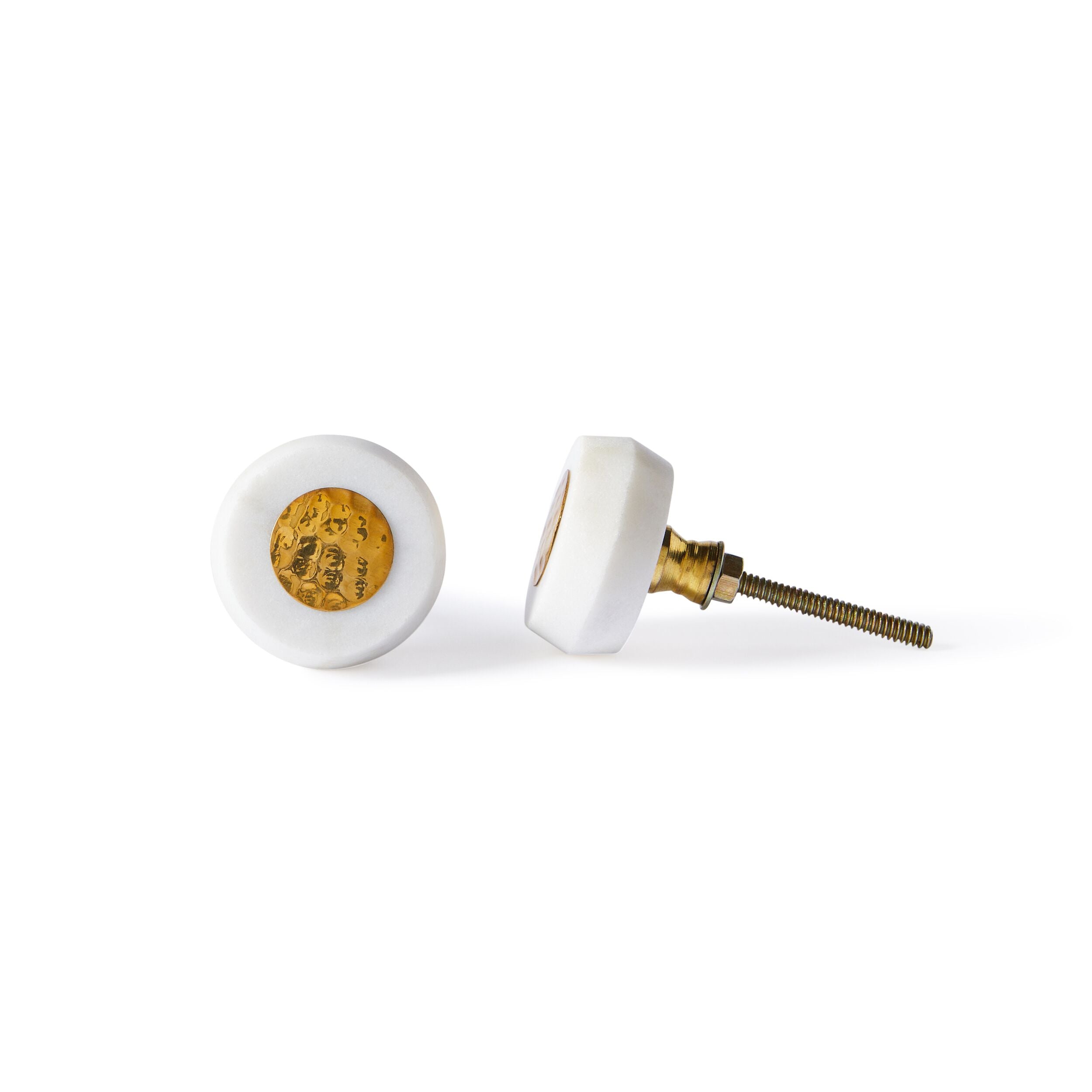 Ara White Press Knob 4cm - Premium Cabinet Hardware for Kitchen & Bathroom - Durable and Stylish Push Button for Drawers and Cabinets