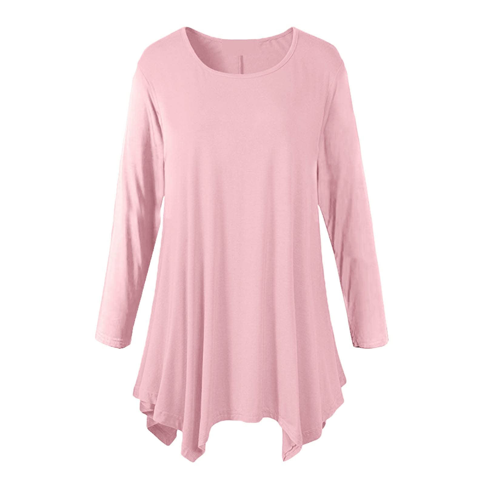 Women's Basic Long Sleeve T-Shirts - Lightweight Casual Crewneck Loose Fit Printed Blouse Tops for Everyday Wear, Work & Outings
