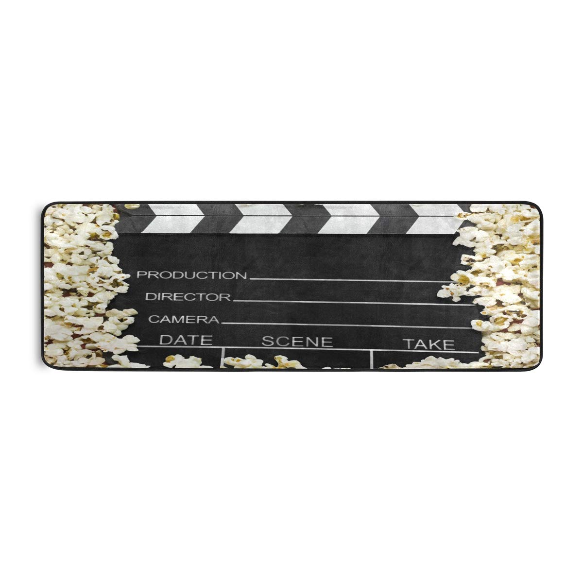 ALAZA Movie Clapboard Cinema Popcorn Collection Area Rug - 2' x 6' Non-Slip Floor Mat for Living Room, Bedroom, Kitchen - Perfect for Movie Nights, Home Theater Decor & Popcorn Lovers