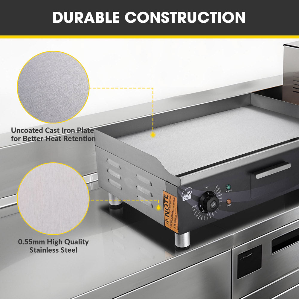 TheLAShop Commercial Electric Griddle - 24 Inch Countertop Grill, 3500W 220V - Perfect for Restaurants, Food Trucks & Home Kitchen Use