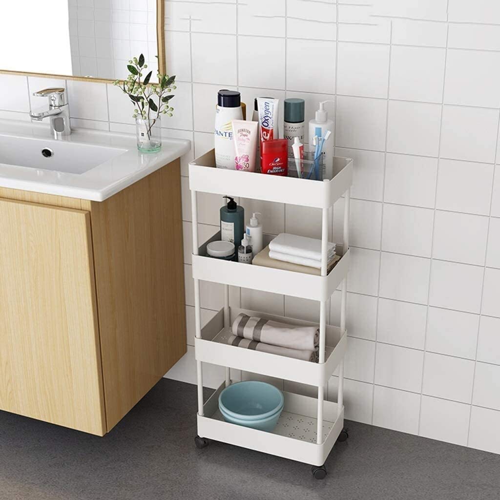 3-Tier White Kitchen Storage Rack for Fruits, Vegetables, Toys & Snacks - Heavy Duty Rolling Cart with Wheels for Pantry, Living Room & Playroom Organization