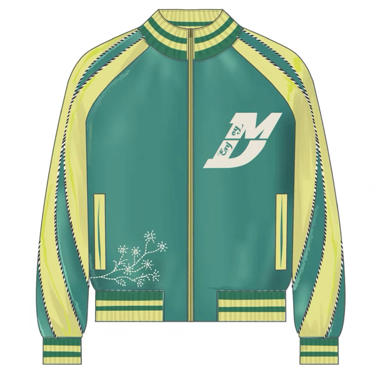 Mr Enjoy Da Money Yokosuka Jacket Mint Mustard - Vintage Japanese Streetwear for Men, Trendy Hip Hop Fashion, Perfect for Urban Street Style & Casual Outfits