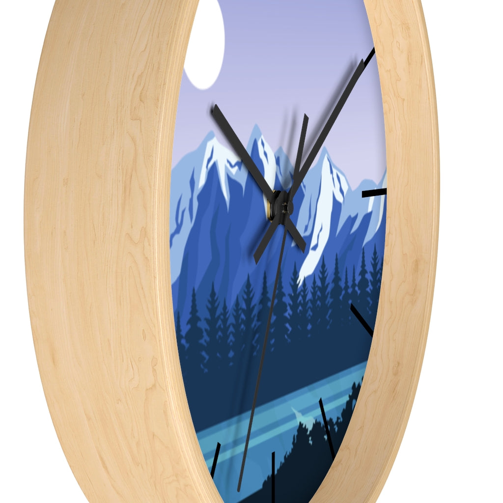 Blue Mountain Wall Clock - Large Silent Non-Ticking Modern Decor for Living Room, Bedroom & Office - Perfect for Home, Office & Gifts
