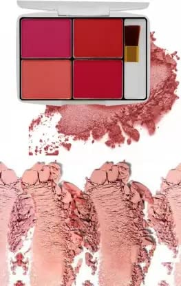4-in-1 Multifunctional Makeup Blush Palette for Women & Girls - Natural Cheek Color, Highlighter, Contour & Eyeshadow - Perfect for Daily Use, Travel & Professional Makeup Kits (1 Pack)