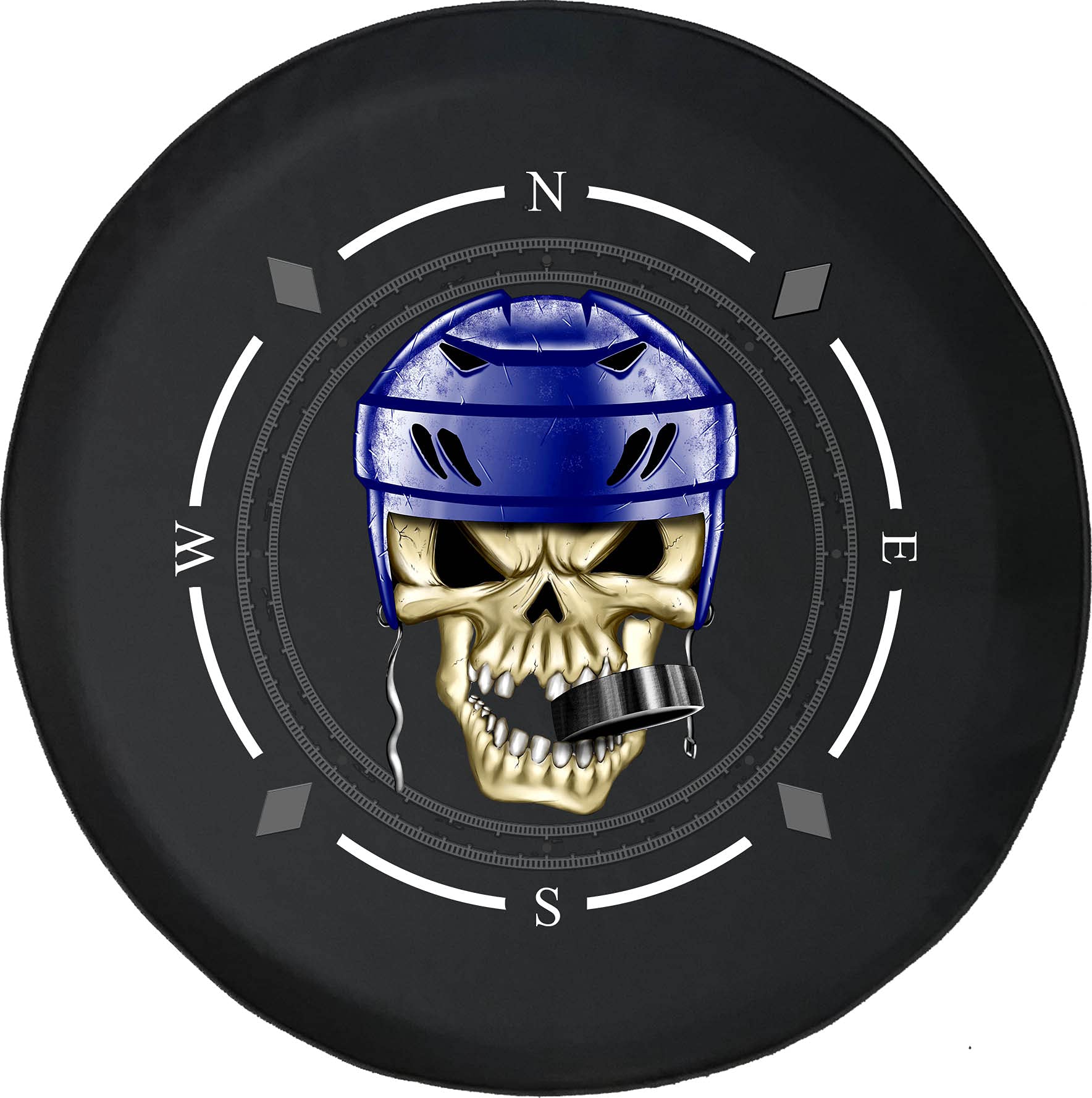 Premium Spare Tire Cover with Compass & Hockey Skull Design - Universal Fit for SUV, Trailer, RV & Most Vehicles - Waterproof & UV Resistant for Outdoor Adventures & Road Trips