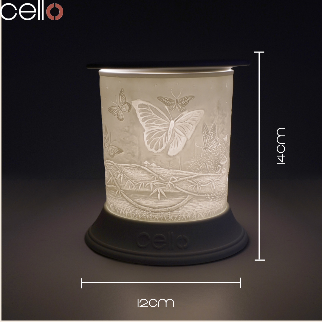 Electric Wax Warmer - Porcelain Candle Melter with Straight Butterfly Design for Home Aromatherapy & Relaxation | Perfect for Living Room, Bedroom, Spa & Yoga Studio