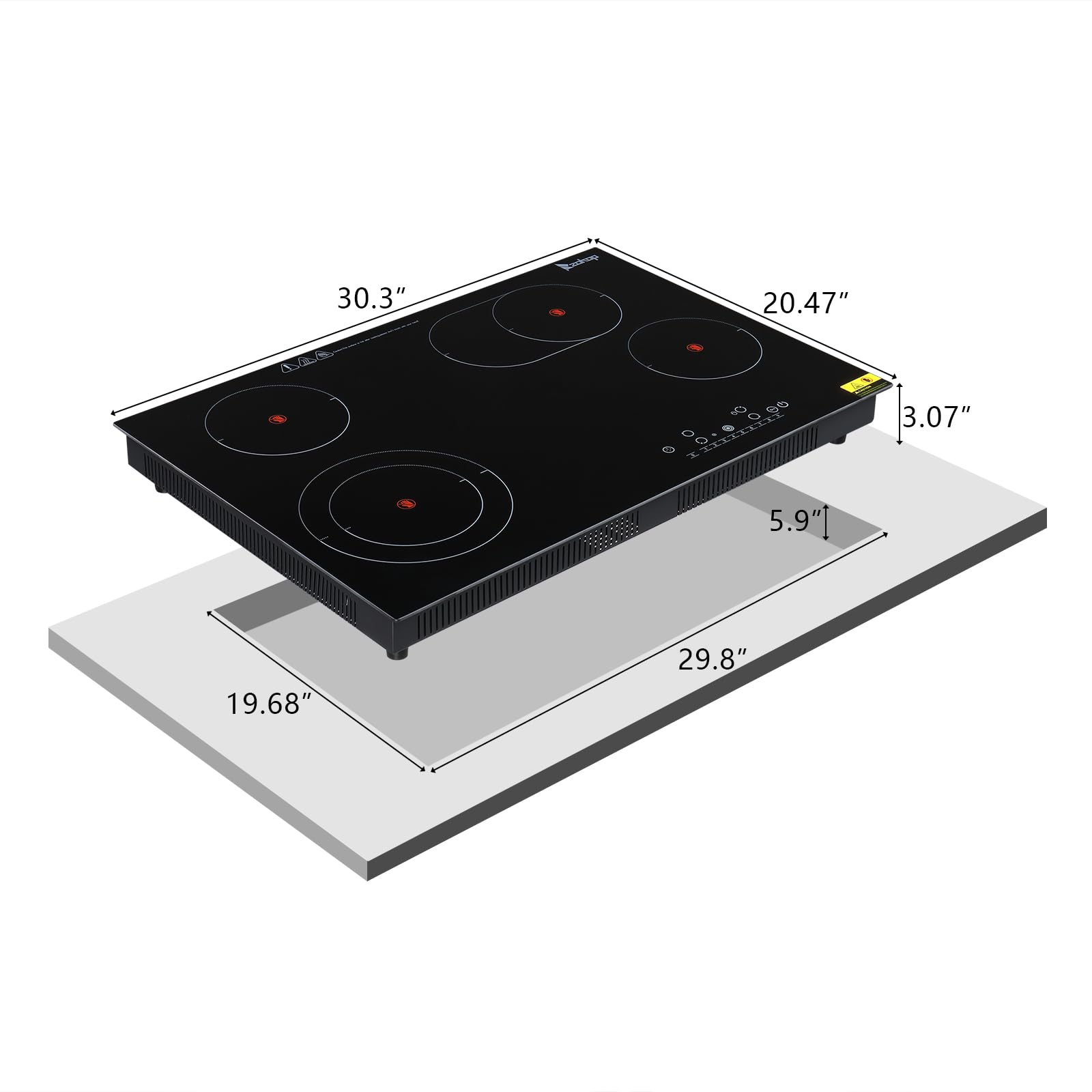 Winado 30 Inch 4 Burner Electric Ceramic Cooktop - 7200W, 220-240V Flat Top Stove with 9 Heating Levels, Timer, Child Safety Lock & Sensor Touch Control - Perfect for Home Kitchen, RV, Apartment & Small Spaces