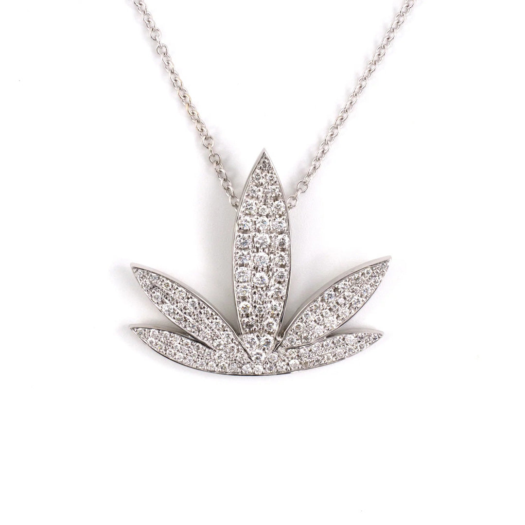 14K Gold Pave Diamond Leaf Pendant Necklace for Women - Elegant Nature-Inspired Jewelry Gift for Birthday, Anniversary & Special Occasions