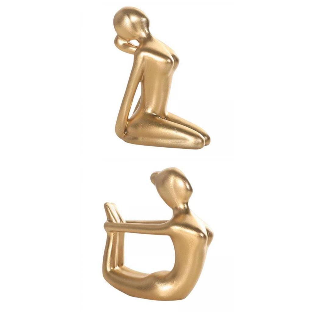 Fenteer 2 Yoga Pose Statue - Handcrafted Figurine Sculpture for Home, Office & Yoga Studio Decor | Meditation & Wellness Gift Idea