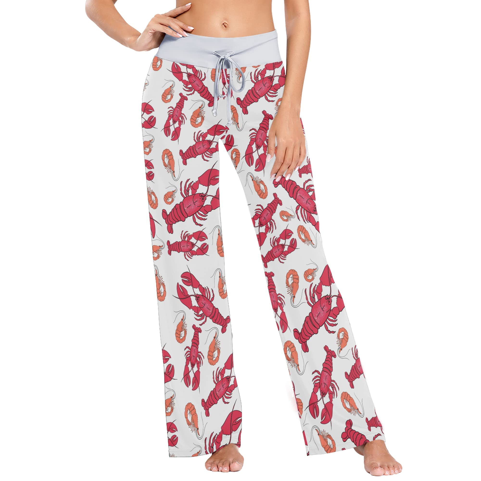 Fisyme Women's Pajama Pants - Soft Lounge Pants with Drawstring, Wide Leg Jogger Yoga Sweatpants for Sleeping, Relaxing & Home Comfort