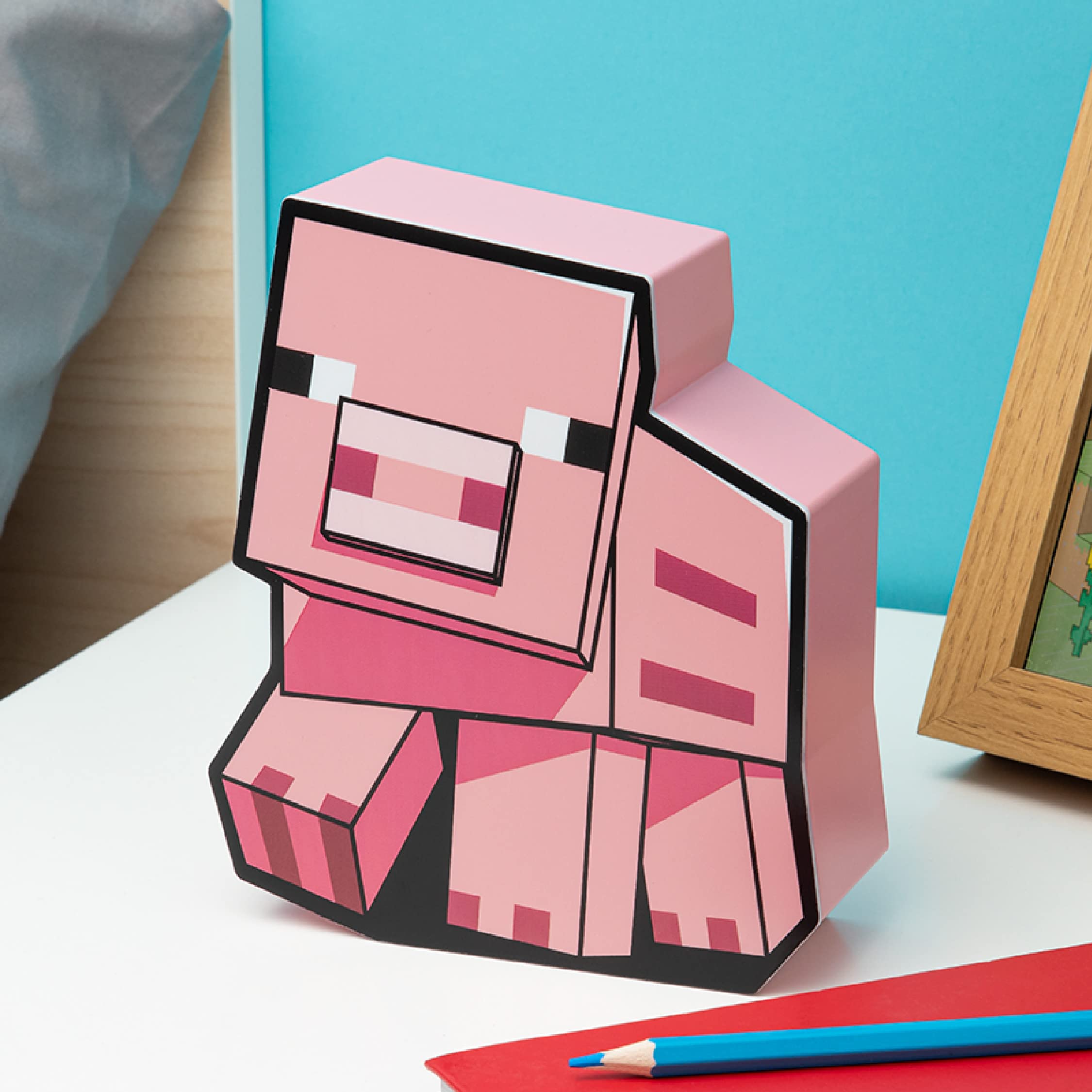 Official Minecraft Pig Night Light - Licensed LED Desk Lamp & Kids Bedroom Decor for Boys & Girls - Perfect for Bedtime, Gaming Rooms & Study Areas
