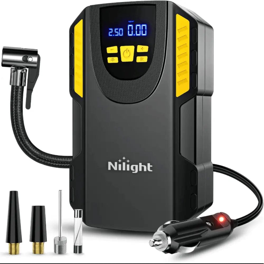 Portable Tire Inflator with Auto Shut Off - 150PSI Digital Air Compressor Pump for Cars, Bikes & Sports Equipment - Perfect for Road Trips, Emergency Use & Home Garage