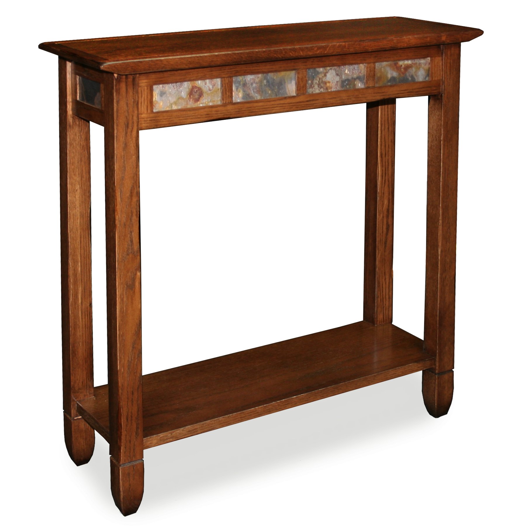 Rustic Slate Tile Hall Console Sofa Table with Shelf - Solid Oak Entryway Table for Living Room, Foyer & Small Spaces - Farmhouse Style Home Decor for Entry Table, Sofa Table & Hallway Storage