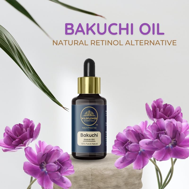 Pure Cold Pressed Wildflower Bakuchi Oil (Babchi) 30ml - 100% Natural for Skin & Hair Care with Glass Dropper - Perfect for Dry Skin Treatment, Hair Growth & Aromatherapy
