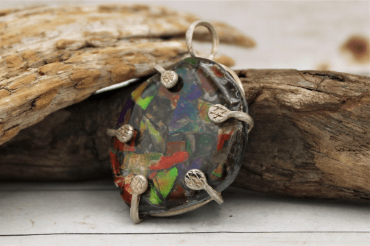 Natural Ammolite Gemstone Pendant Necklace - Genuine Iridescent Fossil Jewelry for Women - Perfect for Gifts, Parties & Special Occasions