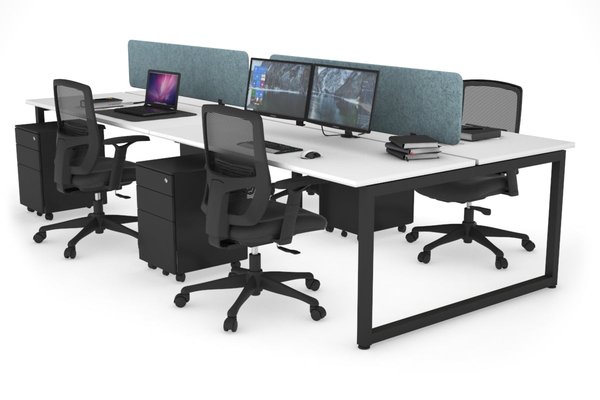 Quadro Loop Legs 4 Person Office Workstation Desk - 1800L x 700W - Modern Collaborative Workspace Solution for Team Projects & Office Meetings