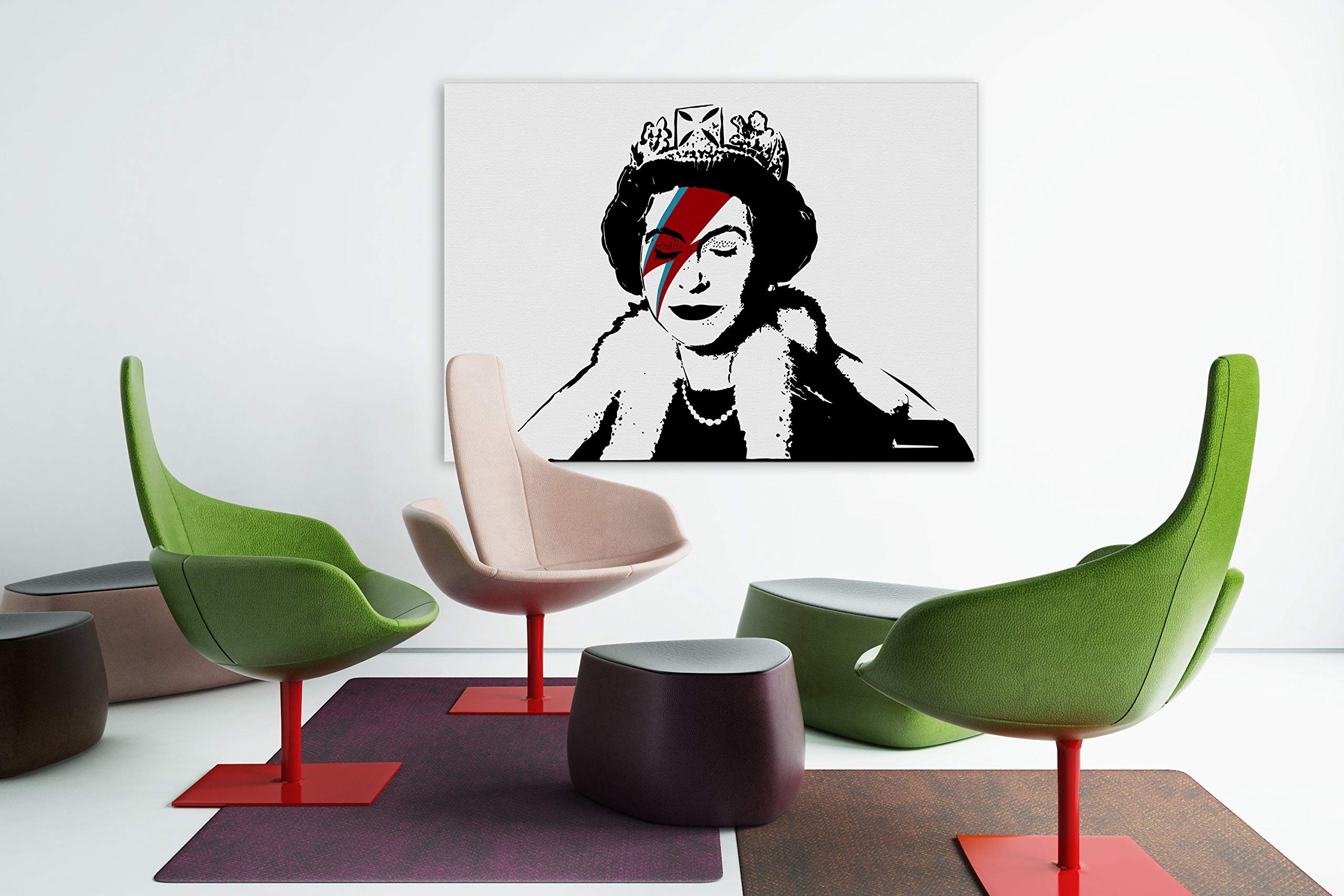 Banksy Queen Elizabeth Street Art Graffiti Canvas Print - Urban Wall Decor Portrait Painting - Perfect for Home Office & Street Art Lover Gifts