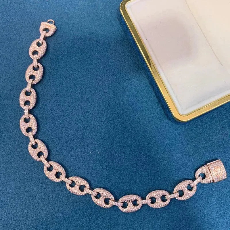 18K Solid Rose Gold Real Diamond 4.5ct H SI Cuban Chain Bracelet for Women - Luxury Wedding, Engagement & Party Jewelry Gift - Perfect for Anniversaries, Bridal Showers and Special Occasions