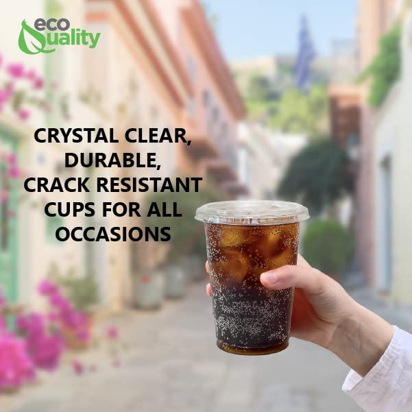 24 oz Clear Plastic Disposable Cups with Lids - 600 Pack Iced Coffee & Smoothie Cups | Ideal for Cold Drinks, Juice, Soda, Cocktails | Perfect for Coffee Shops, Parties, Events & Takeout