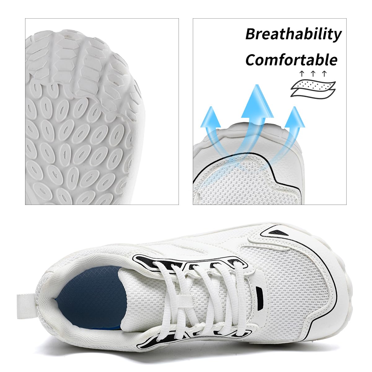 Men's Barefoot Running Shoes - Wide Toe Zero Drop Sole for Training, Walking & Tennis | Slip-On Low Top Sneakers | Breathable Comfortable Casual Sports Shoes | Perfect for Gym, Trail Running & Daily Wear