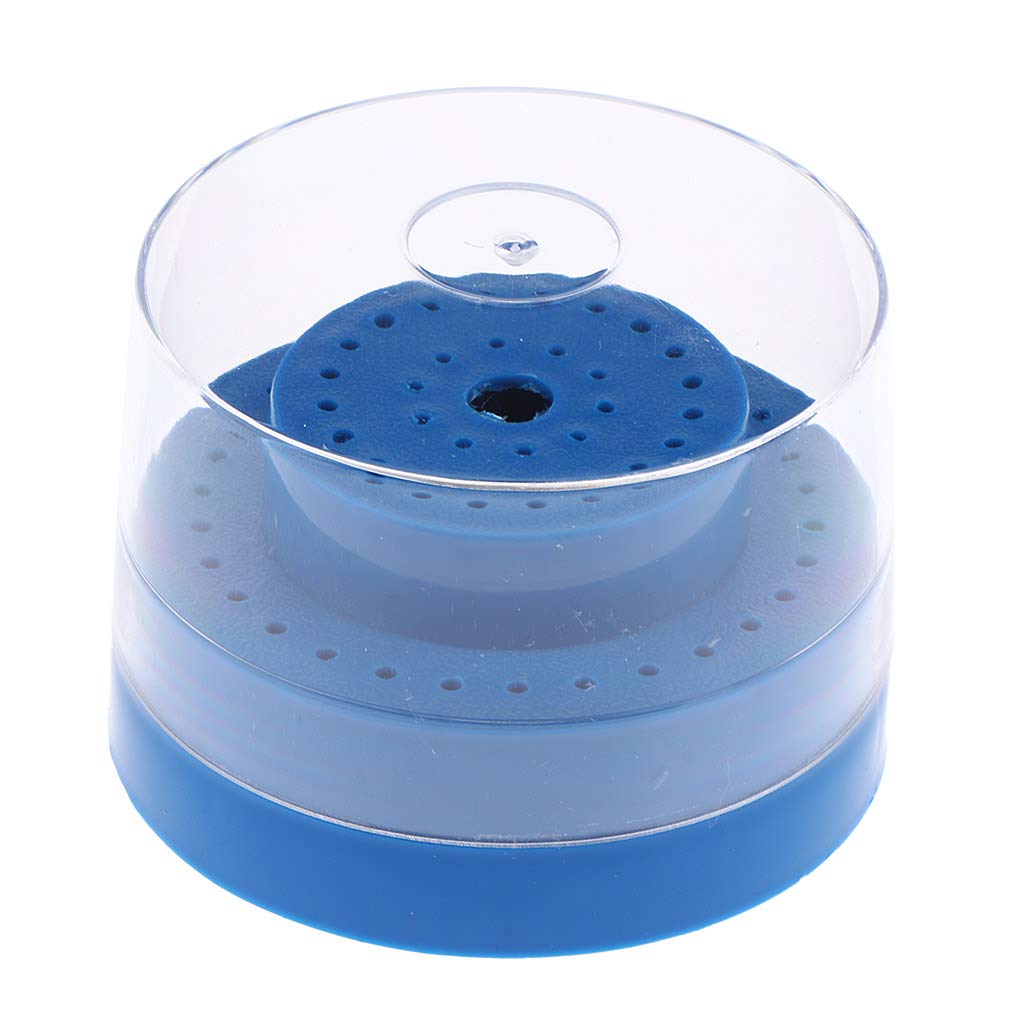 VMS INDIA 60 Holes Nail Drill Bit Holder Stand - Professional Storage & Display Case with Cover for Manicure Tools (Blue) | Perfect for Nail Salons, Home Use & Travel Organization