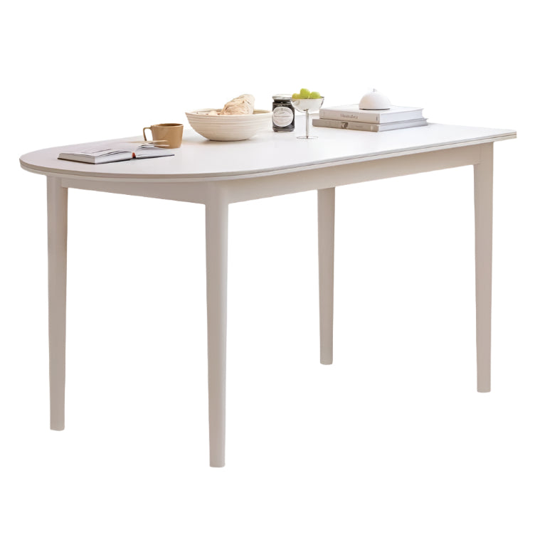 Birch Solid Wood Cream Semi-Circular Dining Table - Modern Farmhouse Style for Small Spaces, Kitchen Nooks & Cozy Breakfast Areas