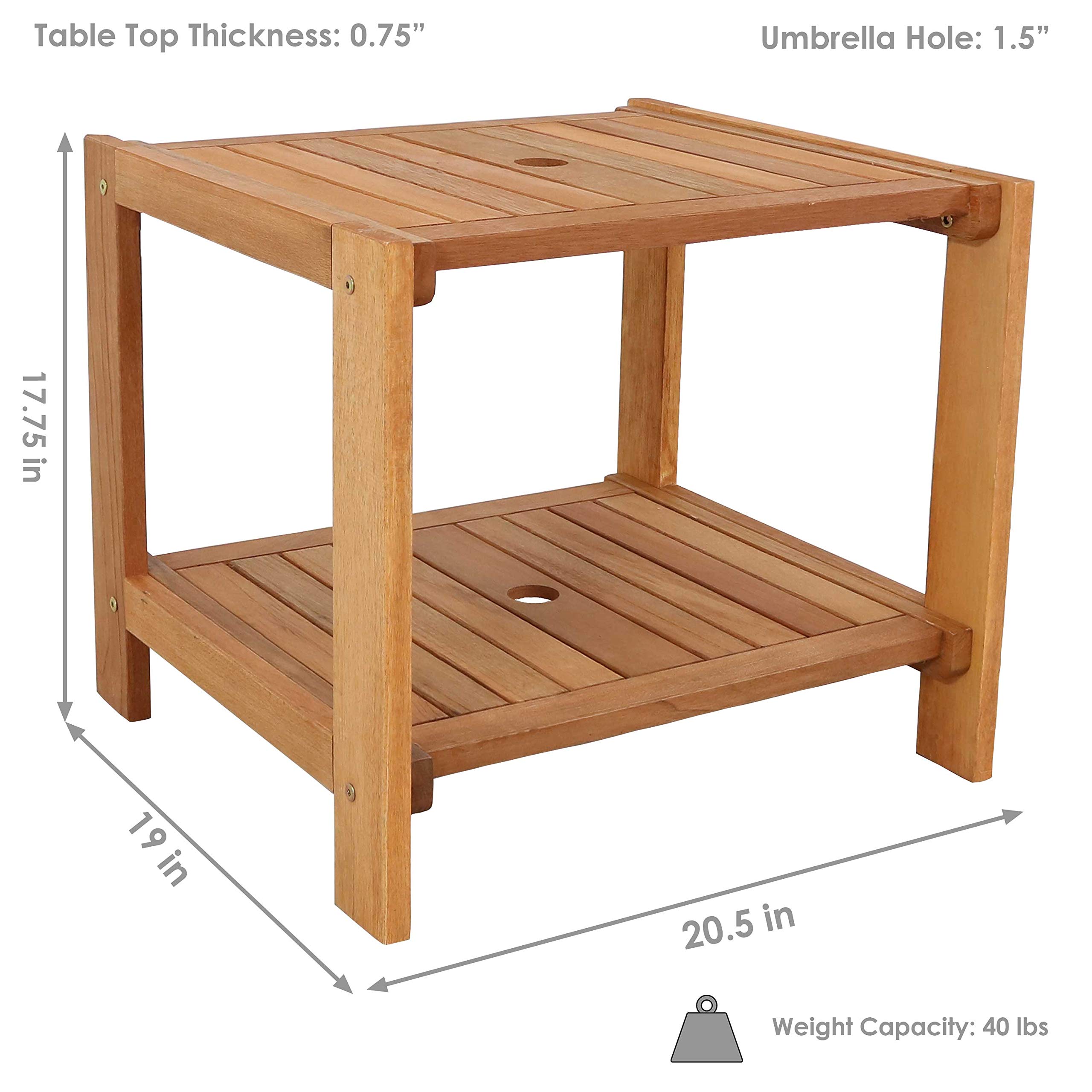 35-Inch Meranti Wood Outdoor Coffee Table & 20-Inch Side Table Set with Teak Oil Finish - Weather-Resistant Patio Furniture for Garden, Poolside & Backyard Relaxation