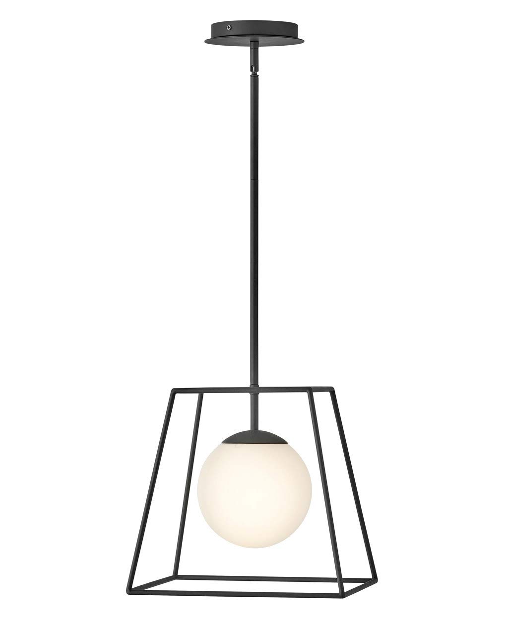 Hinkley Jonas Collection Black One Light Open Frame Pendant with Etched Opal Glass - Modern Industrial Ceiling Light for Kitchen Island, Dining Room, and Entryway
