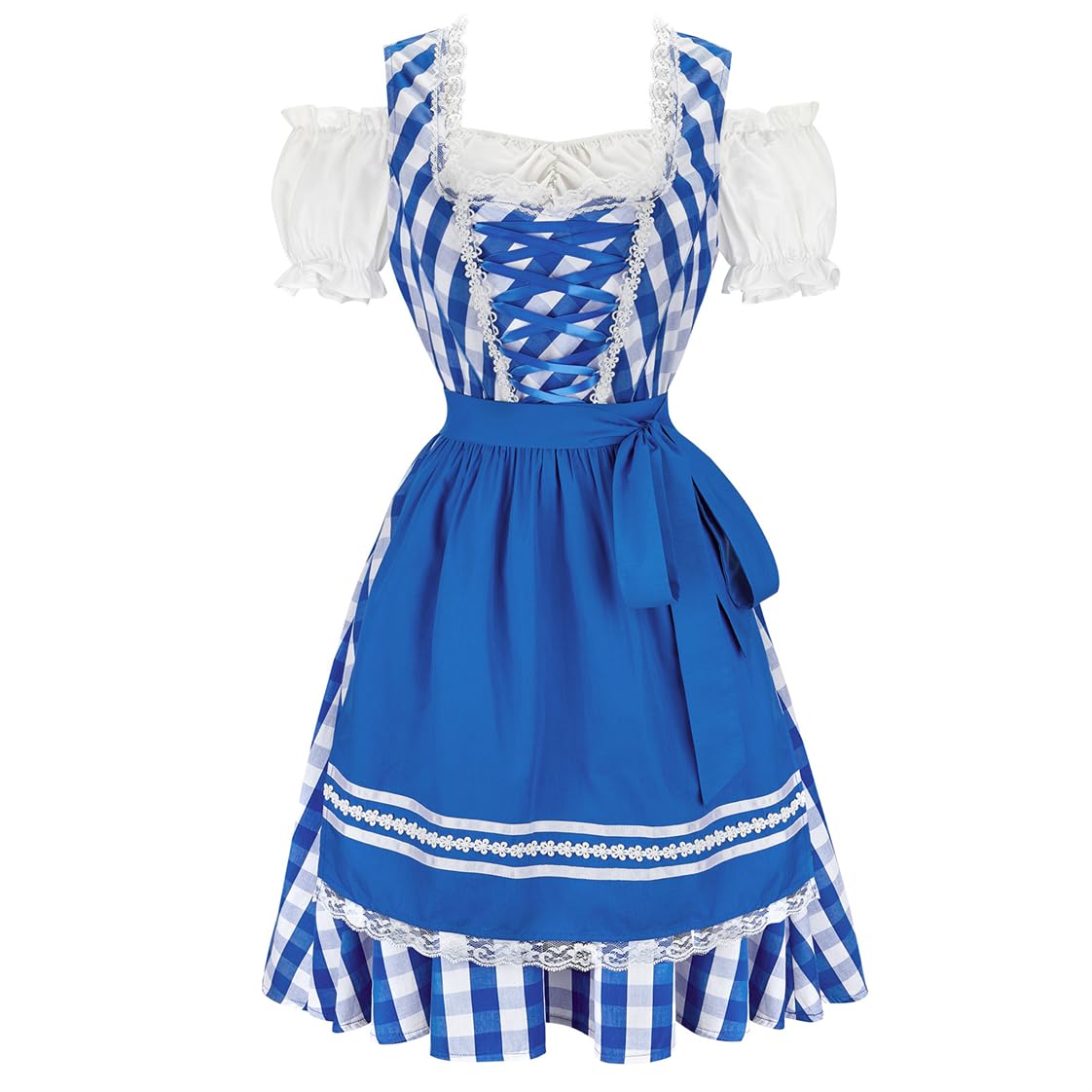 Traditional German Dirndl Dress for Women - Floral Oktoberfest Costume with Apron for Beer Festival, Bavarian Party & Cultural Events