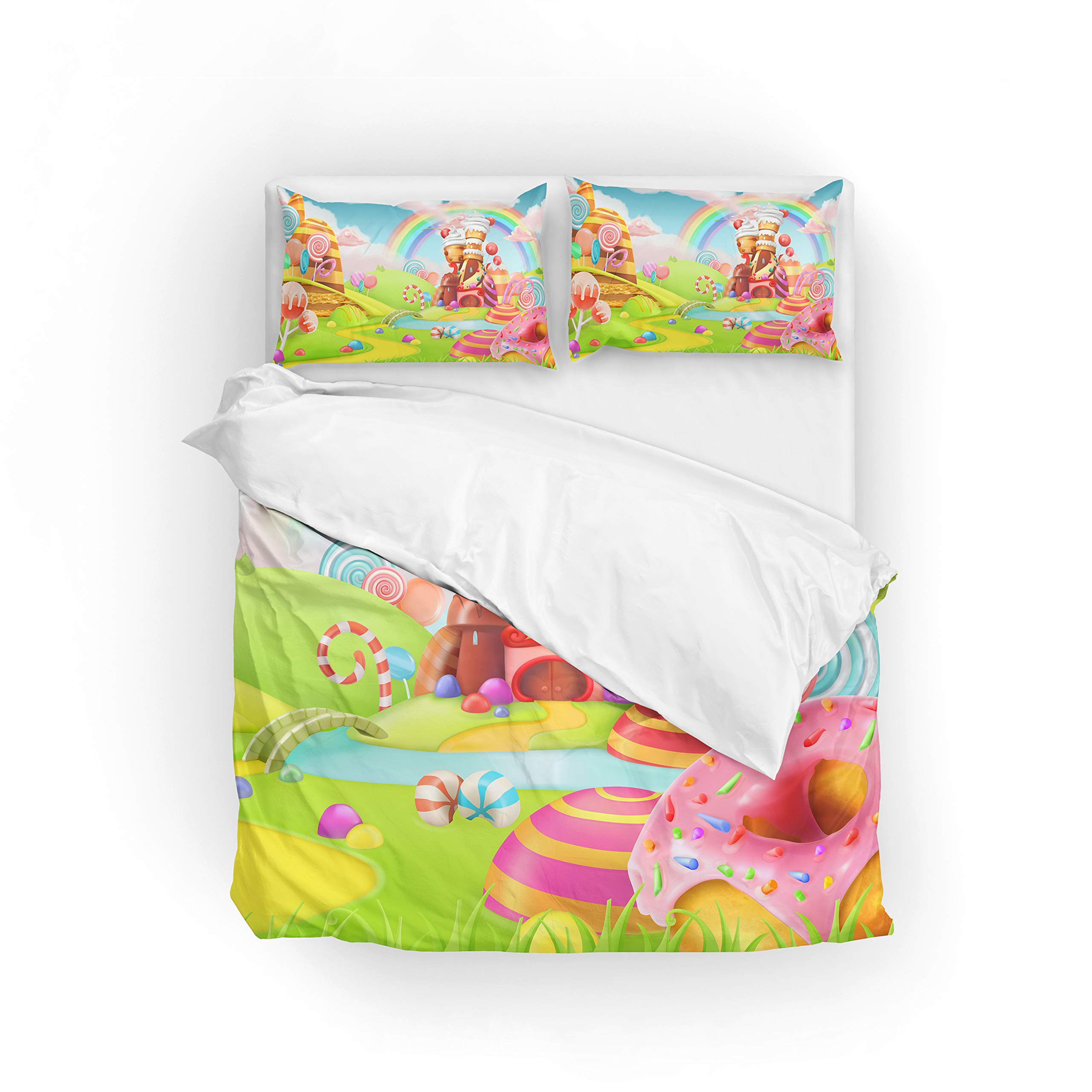 Sweet Candy Land Duvet Cover King Size - Soft Polyester Bedding for Cozy Sleep