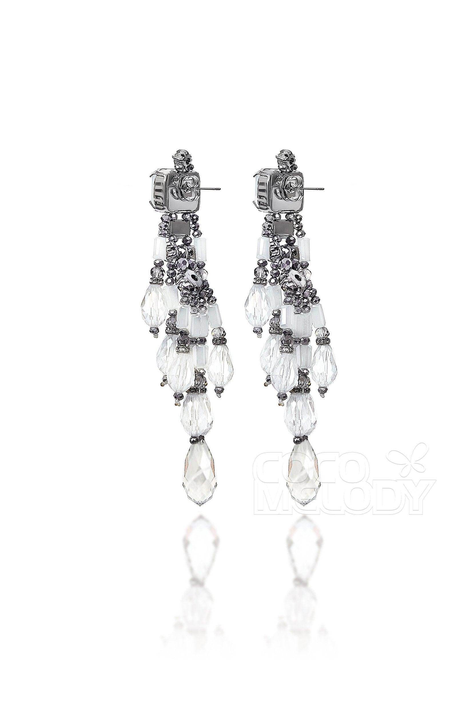 Elegant Zircon Wedding Earrings with Jewel Beading HG18018 - Perfect for Bridal Jewelry, Anniversary Gifts & Special Occasions