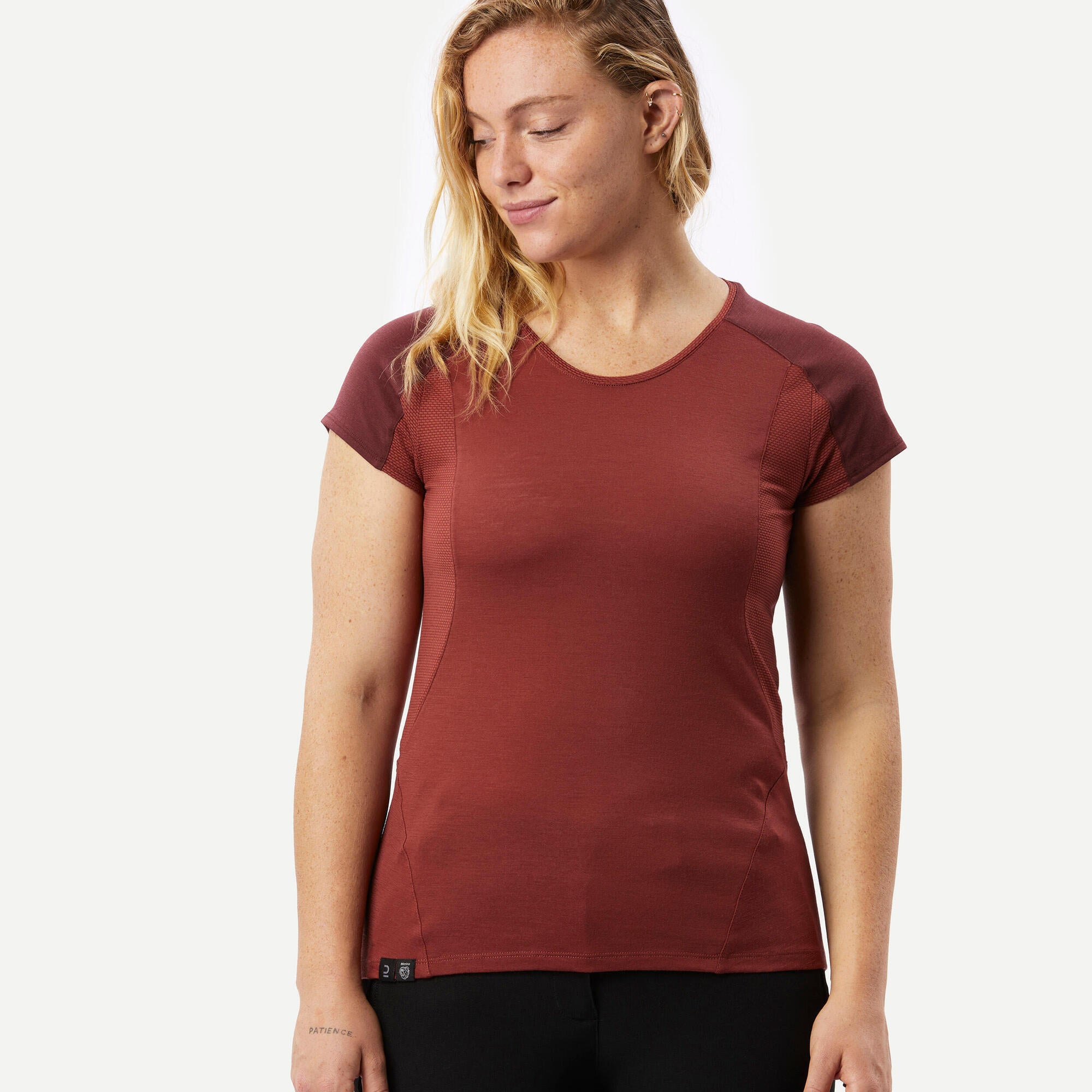 Forclaz Women's MT500 Merino Wool T-Shirt - Breathable & Odor-Resistant Hiking & Travel Shirt for Outdoor Adventures