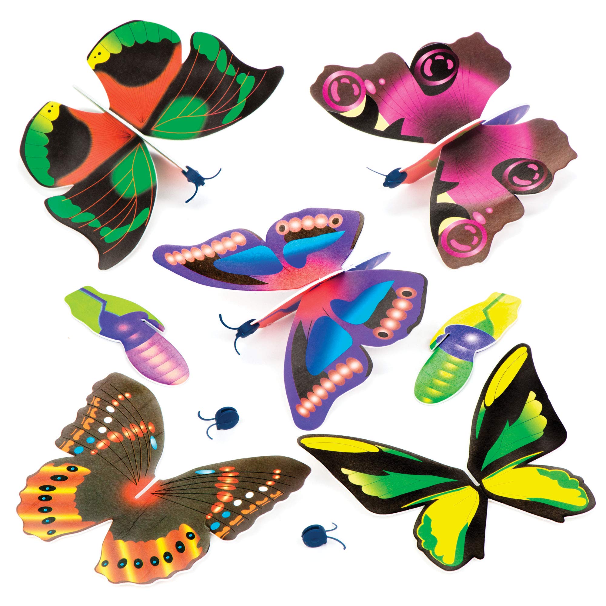 Baker Ross P1071 Butterfly Gliders - Pack of 6 Colorful Flying Toys for Kids, Perfect for Birthday Party Favors, Classroom Rewards, Pocket Money Gifts & Outdoor Play | Fun Summer Activities & Garden Games for Children
