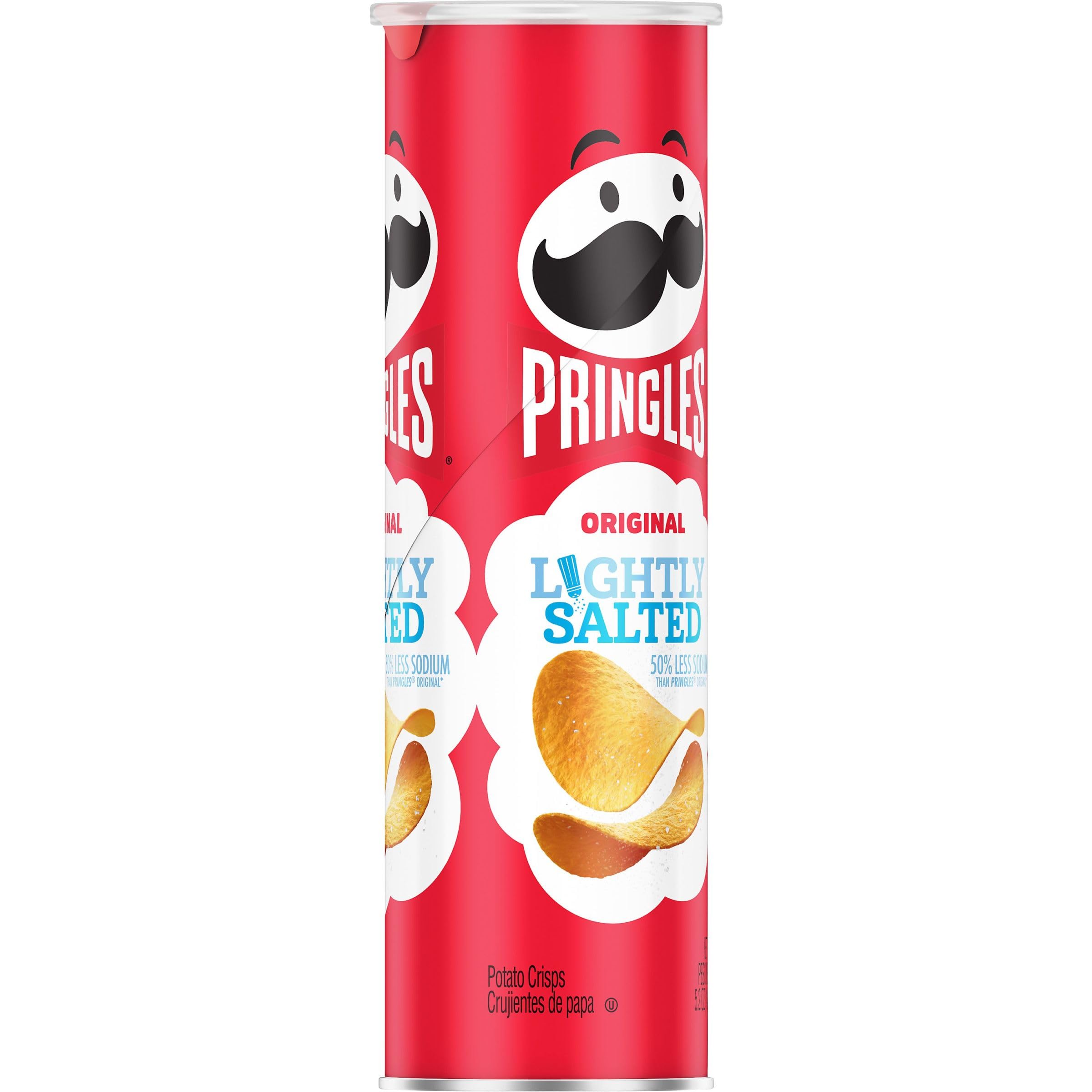 Pringles Lightly Salted Potato Crisps - 5.2oz Can | Crunchy Snacks for Lunch, Office, Travel & On-The-Go | Single Serve Pack (1 Can)