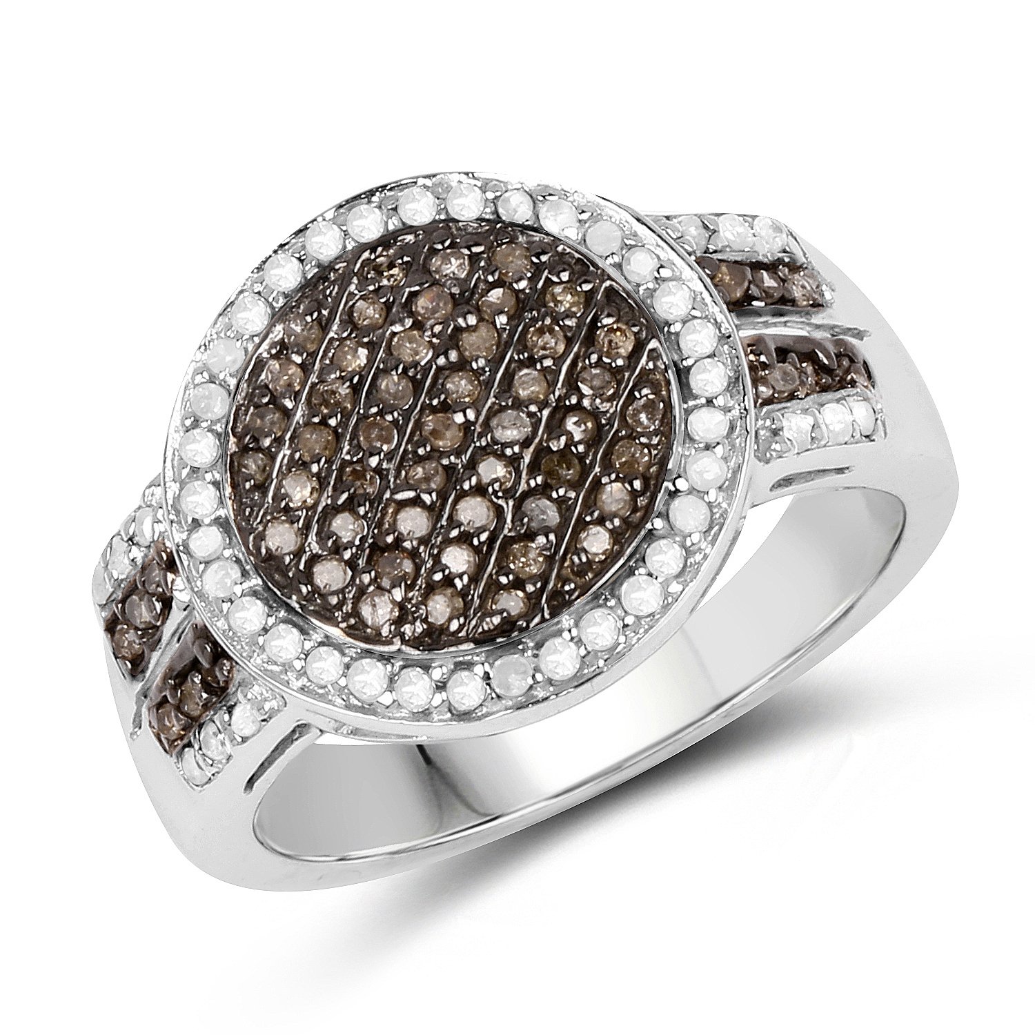 0.44 Carat Genuine Champagne & White Diamond Sterling Silver Ring for Women | 925 Silver Engagement Wedding Promise Ring | Perfect for Anniversary, Proposal & Special Occasions