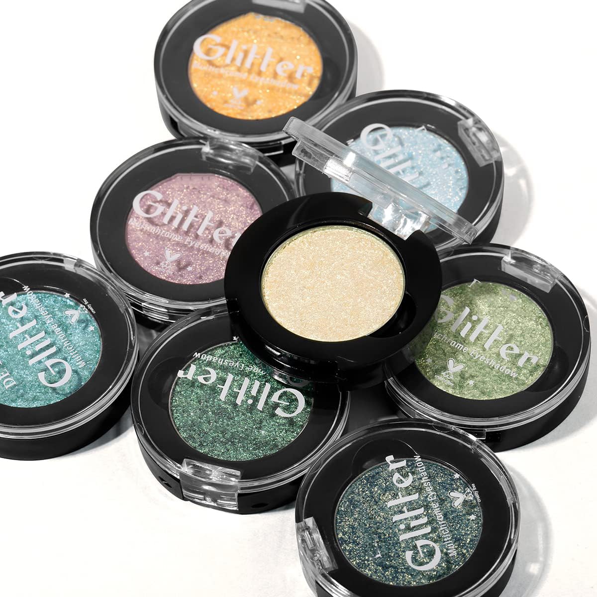 BEUSELF Glitter Multichrome Emerald Green Eyeshadow Palette - Highly Pigmented, Long Lasting Cream Eyeshadow - Vegan, Talc Free, Travel Size - Perfect for Party, Night Out & Special Occasion Makeup