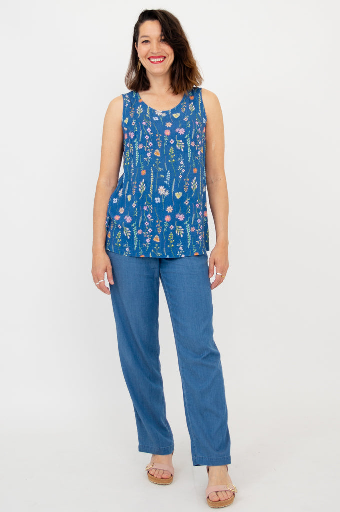 Dena Tank Top for Women - Soft Linen Bamboo Blend, Meadow Green - Perfect for Summer Outfits, Casual Wear & Layering
